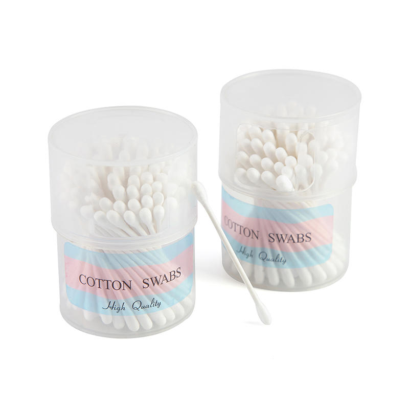 Disposable White Cotton Swab with Plastic Box for Makeup 