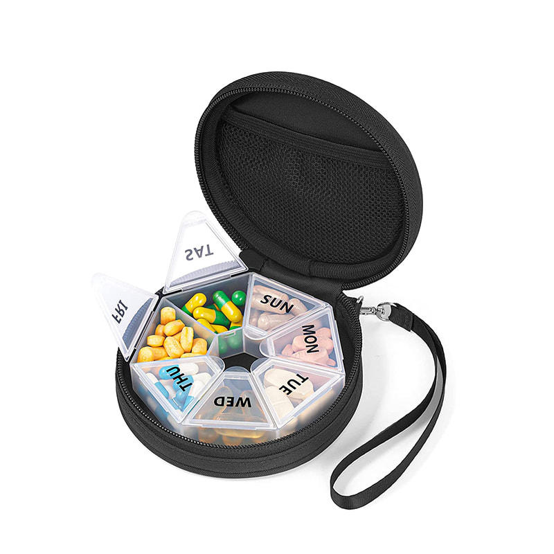 Premium Portable Travel Pill Box with Zipper Bag 