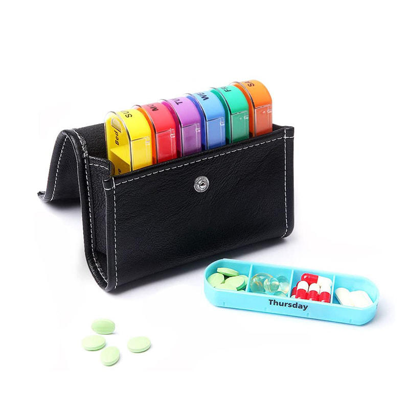 Mothers Day Gift Weekly Pill Organizer with PU Case 