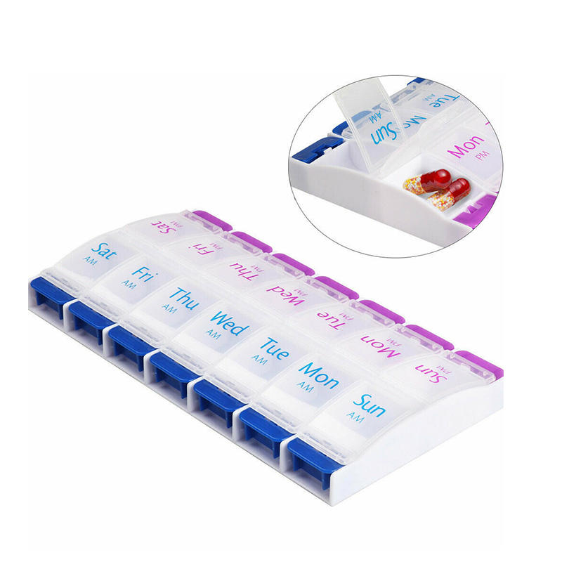 Hot Selling Plastic Push Button Weekly Daily Medicine Organizer 