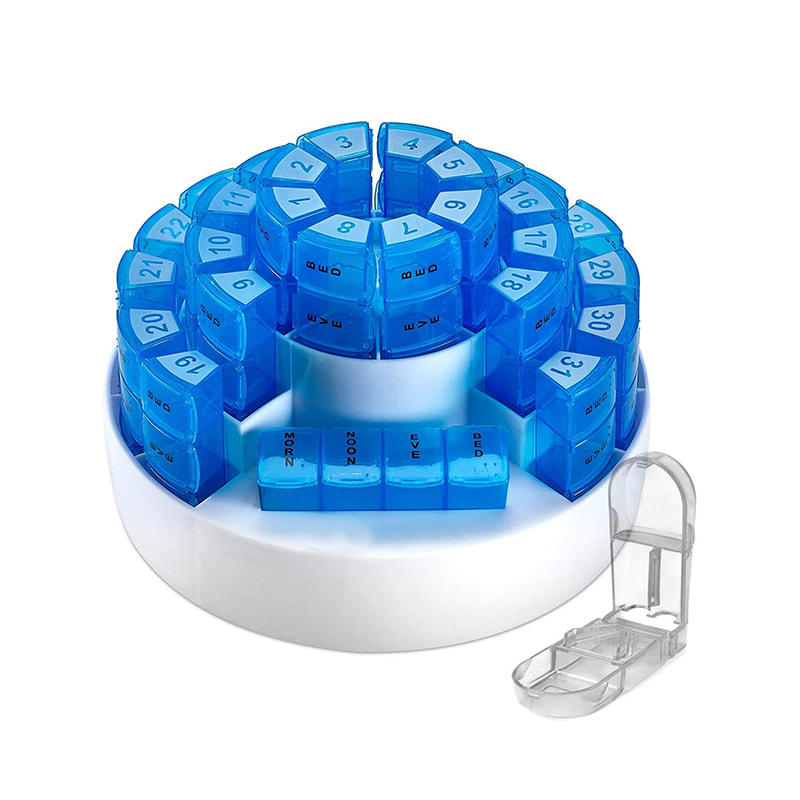 Extra Large 31 day Monthly Pill Box with Pill Cutter 