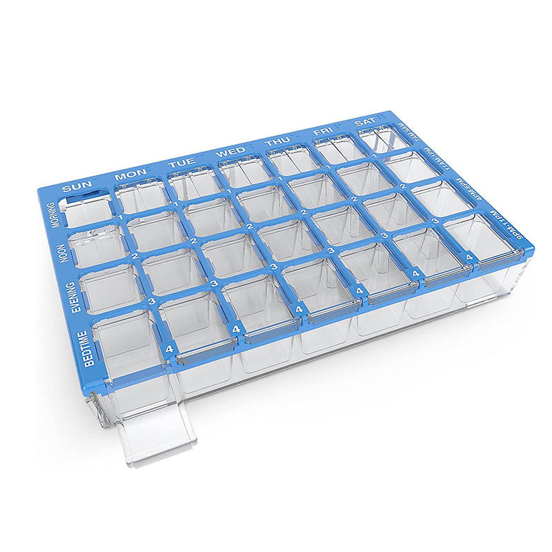 Home Weekly 4 Times a Day Pill Organizer Box with Clear Lid 