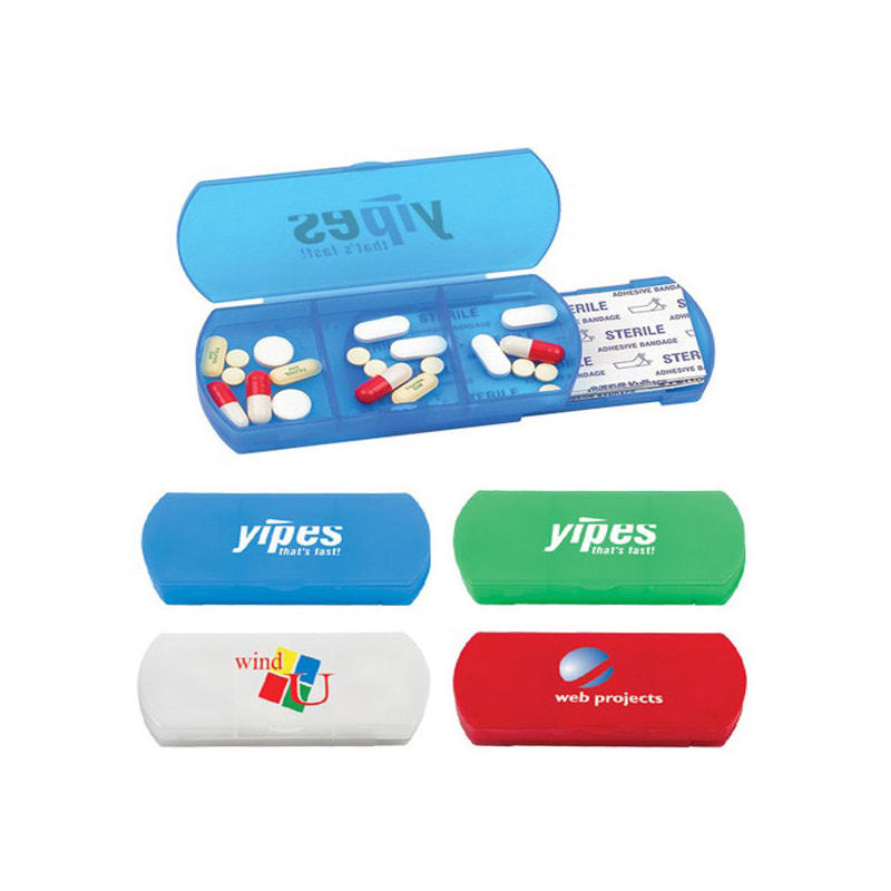 Promotional Medical First Aid Bandaid Plaster Box with Pill Organizer 