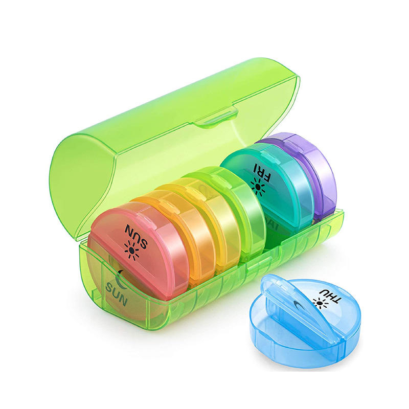Green Plastic 7 Day Pill Box for Travel 