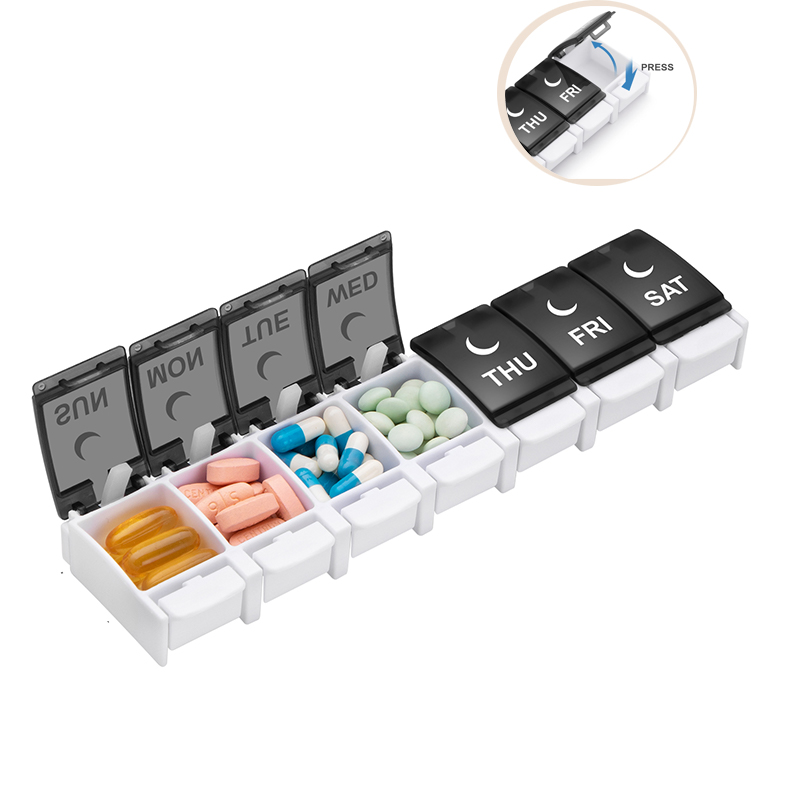 Convenient Plastic Weekly Pill Box with Large Compartments 