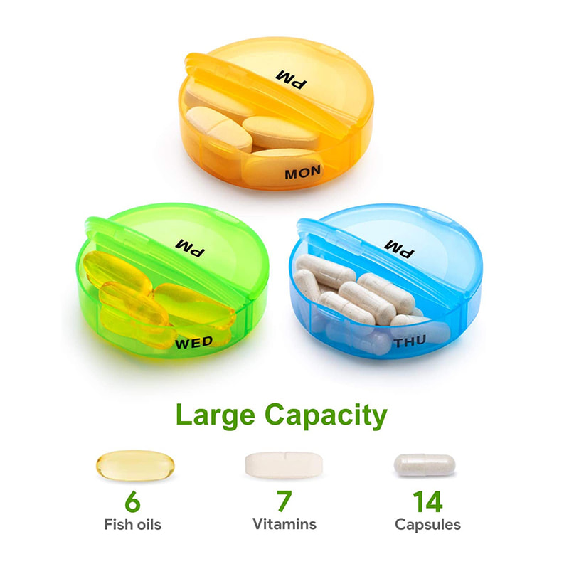 Large Daily Pill Box with PU Leather Case for Travel 