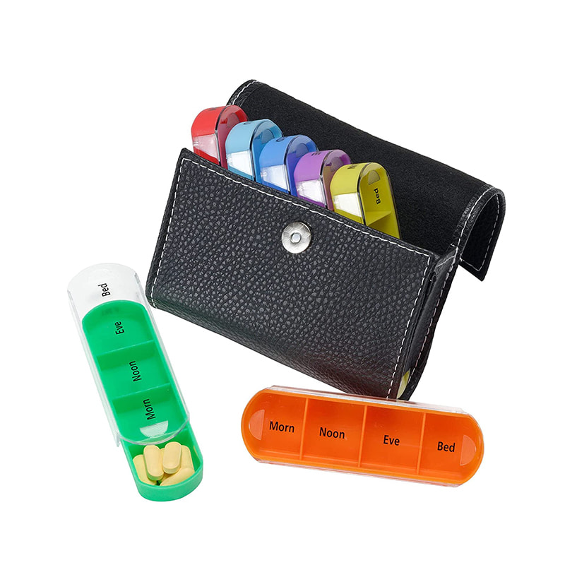 Mothers Day Gift Weekly Pill Organizer with PU Case 