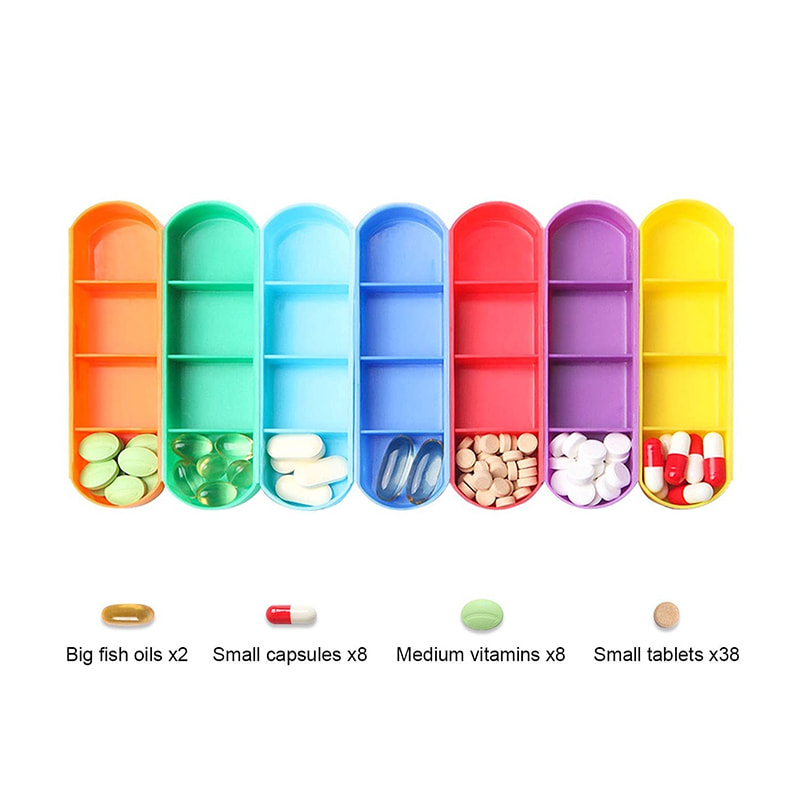 Customized Daily Weekly Pill Organizer with PU Case 