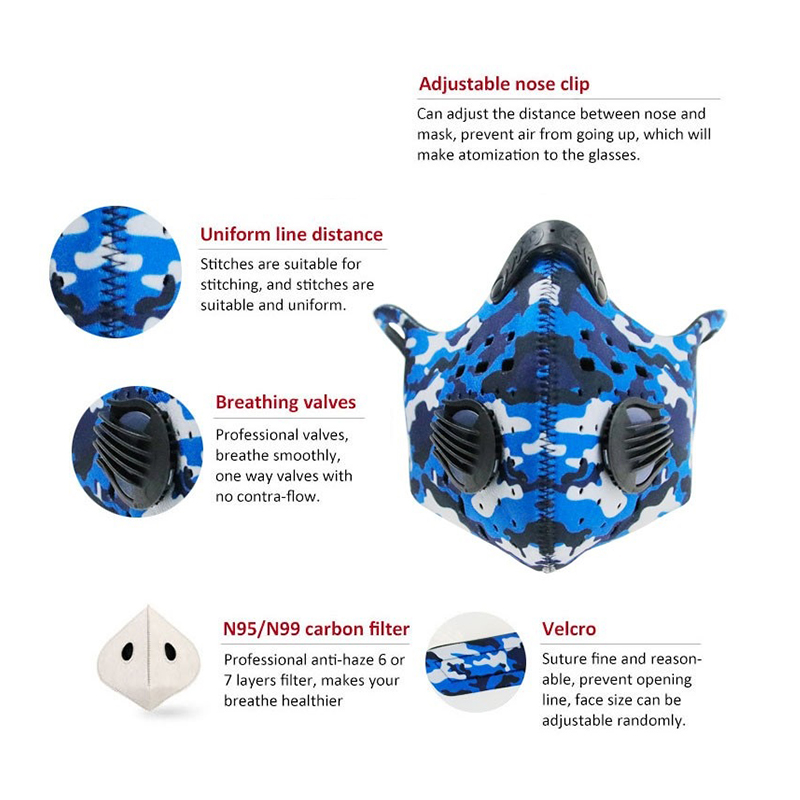 Outdoor Blue Camo Breathing Mask for Running 