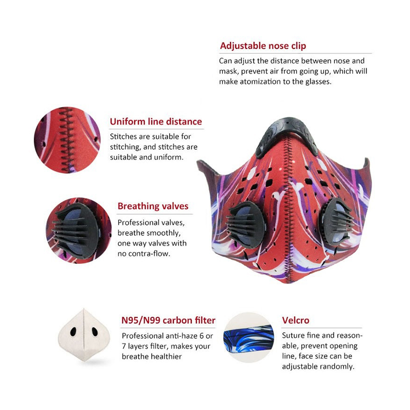 Adjustable Sports Breathing Mask with Filters for Cycling 