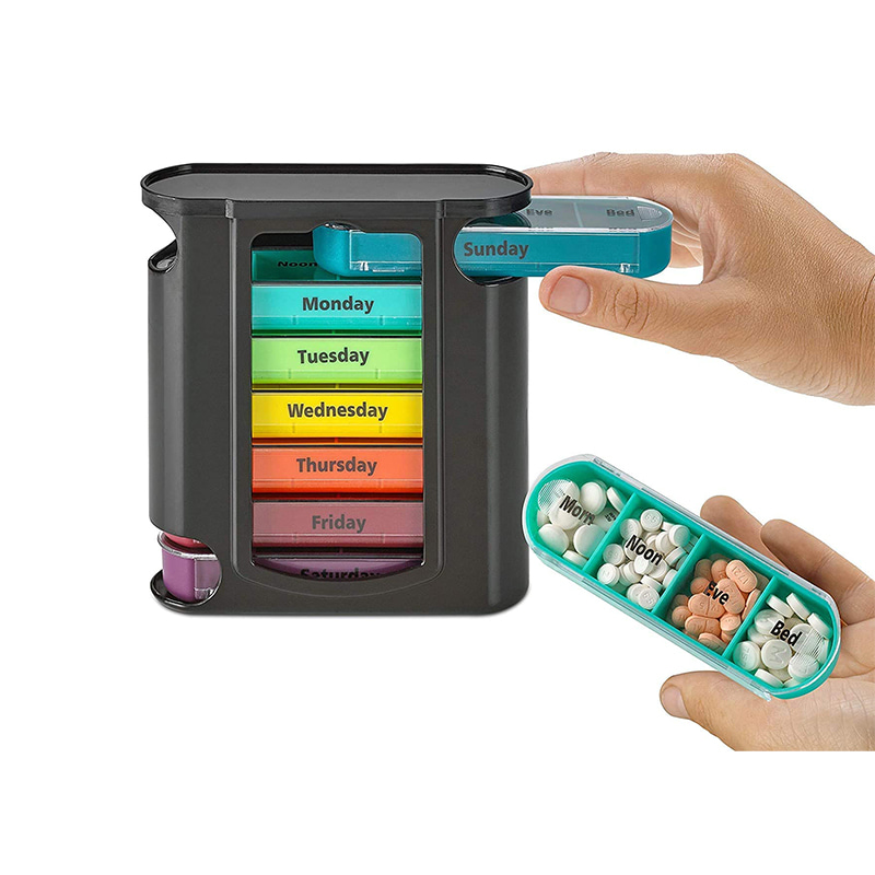 Stackable Colorful Daily Medication Reminder Pill Organizer 