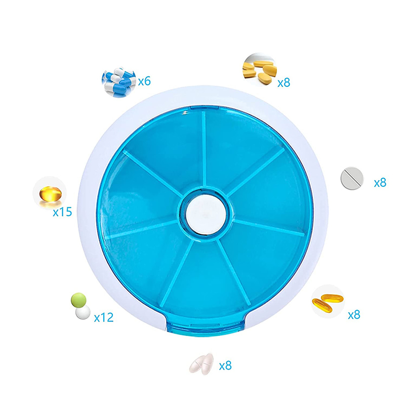 Push Button Rotate Weekly Pill Planner with 7 Compartments 