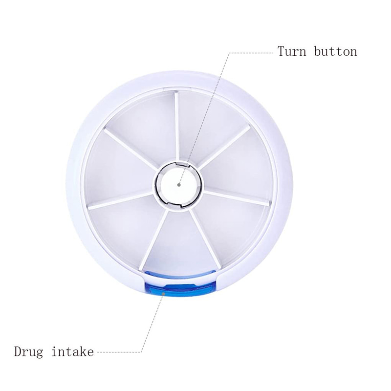 Push Button Rotate Weekly Pill Planner with 7 Compartments 