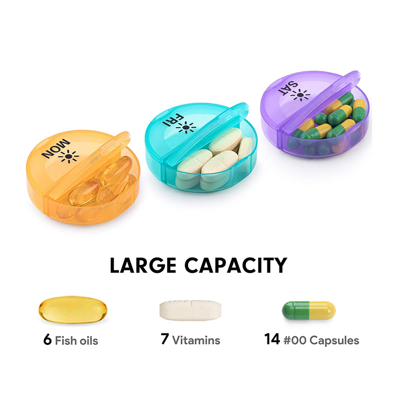 Green Plastic 7 Day Pill Box for Travel 