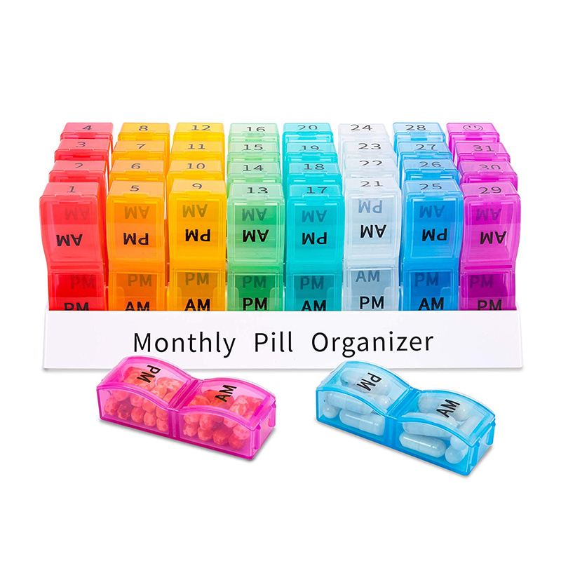 Reusable Monthly Weekly Daily Pill Dispenser for Travel 