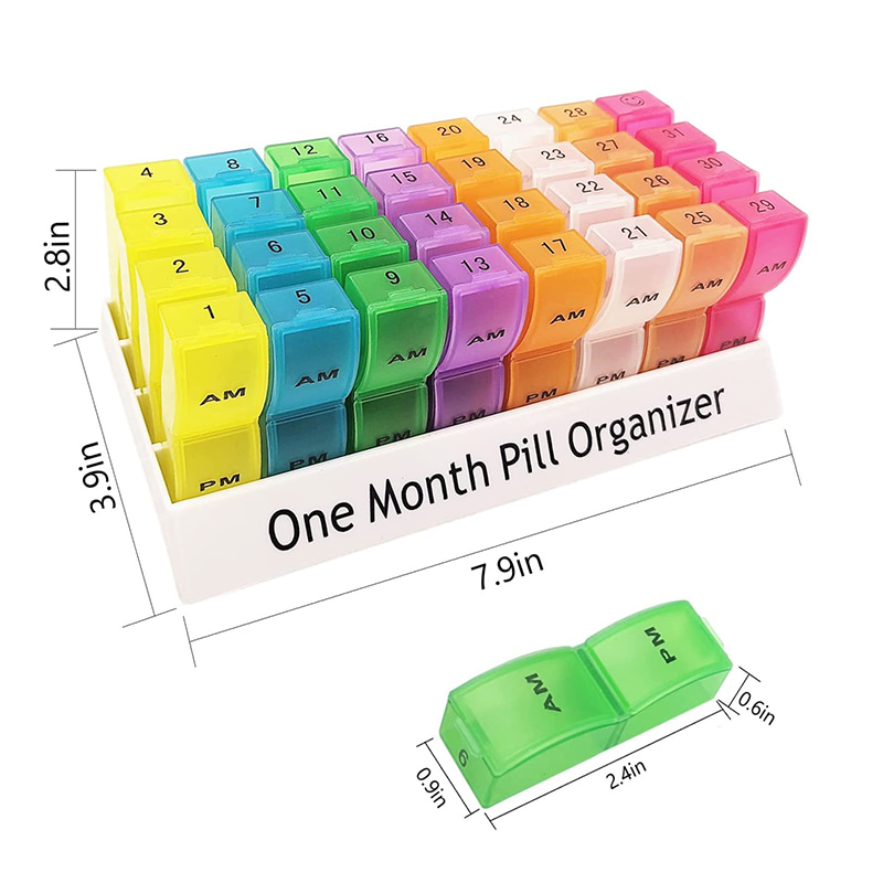 Reusable Monthly Weekly Daily Pill Dispenser for Travel 